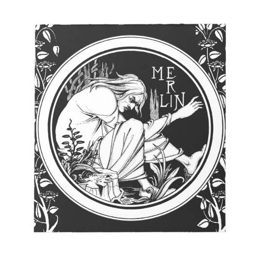 Merlin Art Nouveau Fantasy Notizblock (Vorderseite)