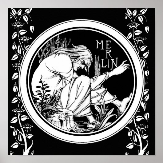 Merlin Art Nouveau Fantasy Poster (Vorne)