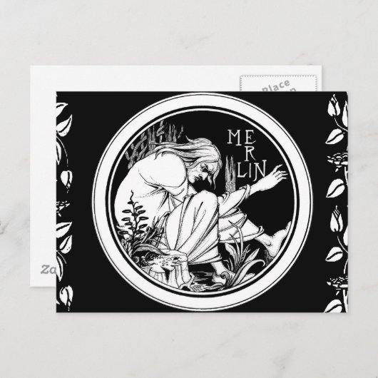 Merlin Art Nouveau Fantasy Postkarte (Vorne/Hinten)