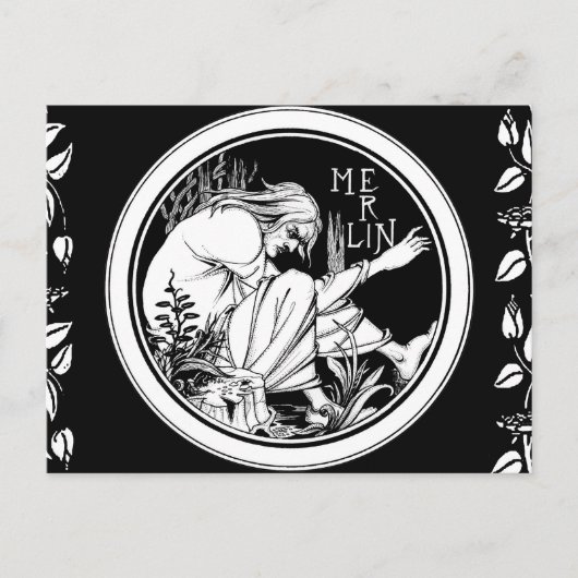 Merlin Art Nouveau Fantasy Postkarte (Vorderseite)