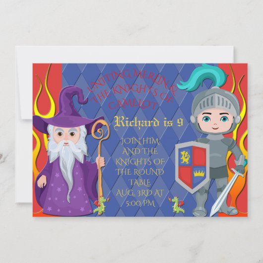 Merlin & Knights of the Round Table Einladung (Vorderseite)