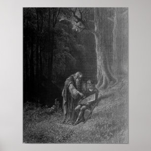 Merlin unterrichtet junge Arthur Poster