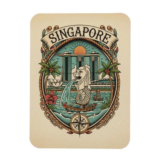 Merlion Singapur Magnet (Vertikal)