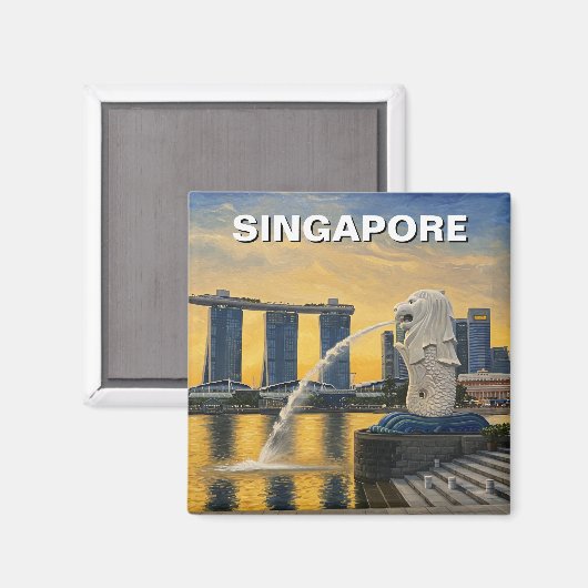 Merlion Singapur Magnet (Vorderseite/Rückseite)