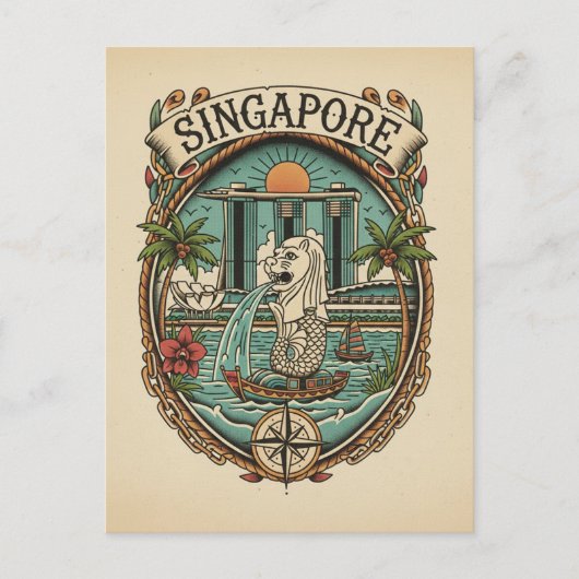 Merlion Singapur Postkarte (Vorderseite)