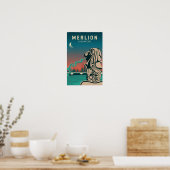 Merlion Singapur Reisen Vintage Kunst Poster (Küche)