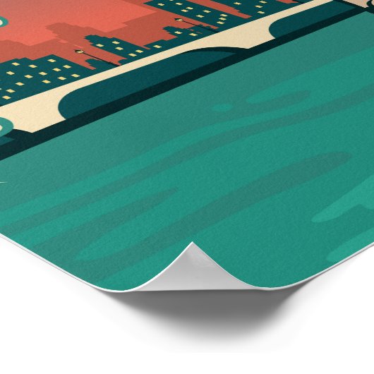 Merlion Singapur Reisen Vintage Kunst Poster (Ecke)