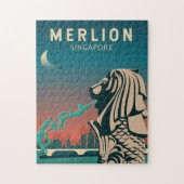 Merlion Singapur Reisen Vintage Kunst Puzzle (Vertikal)