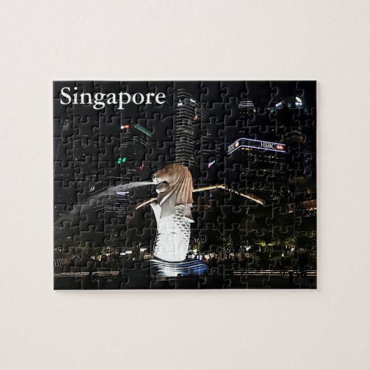 Merlion & Singapur Skyline #1-2 Jigsaw Puzzle (Horizontal)