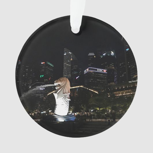 Merlion & Singapur Skyline #1 Ornament (Vorderseite)
