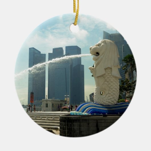 Merlion Skulptur Singapur Keramik Ornament (Vorne)