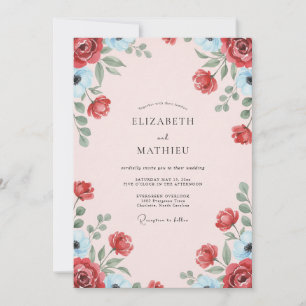 Merlot Azure Petal Hochzeit Einladung