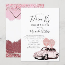 Merlot Blush Pink Auto Drive By Brautparty Invi Einladung