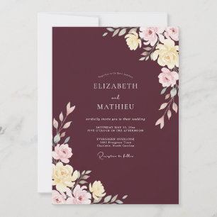 Merlot-Blush-Ranunculus-Eukalyptus-Hochzeit Einladung