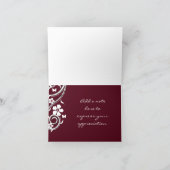 Merlot Floral Wirbel Danke Karte (Innenseite)