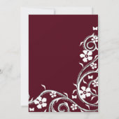 Merlot Floral Wirbel Hochzeit Einladung (Rückseite)