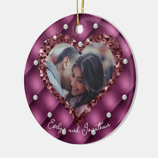 Merlot für Herz-Rahmen-Foto mit Diamanten Keramik Ornament (Links)