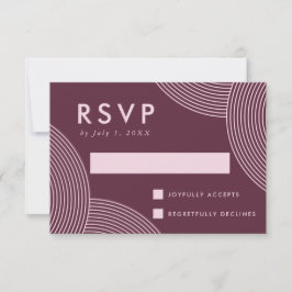 Merlot Geometric Swirl Wedding RSVP Karte