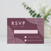 Merlot Geometric Swirl Wedding RSVP Karte (Stehend Vorderseite)
