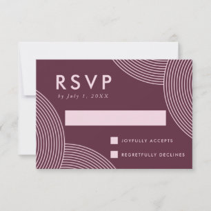 Merlot Geometrische Wirbel-Hochzeit RSVP Karte
