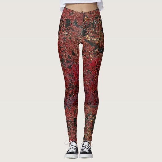 Merlot Gold Luxe Texturierte Leggings (Vorderseite)
