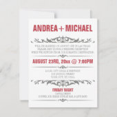 Merlot & Grey Wedding Reception NUR Einladungen (Vorderseite)