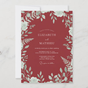 Merlot-Mint-Blumenhochzeit Einladung