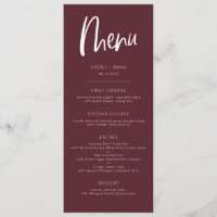 Merlot Modernes Minimalistisches Hochzeitsmenü