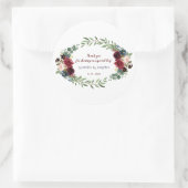 Merlot Navy Blue Floral Bloom Hochzeit Runder Aufkleber (Tasche)