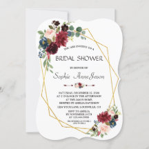 Merlot Navy Blue Floral Gold Diamond Brautparty