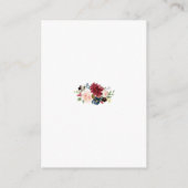 Merlot Navy Blue Floral Gold Rahmen Hochzeitsdetai Begleitkarte (Rückseite)