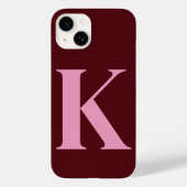 Merlot Pink Initial Personalisiert Monogram Design Case-Mate iPhone Hülle (Rückseite)