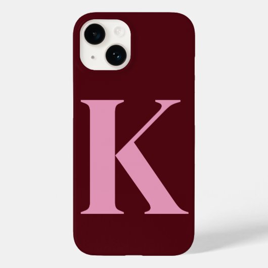 Merlot Pink Initial Personalisiert Monogram Design Case-Mate iPhone Hülle (Rückseite)