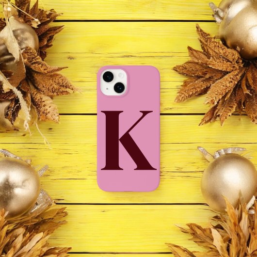 Merlot Pink Initial Personalisiert Monogram Design Case-Mate iPhone Hülle