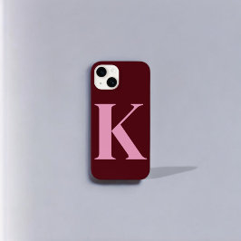 Merlot Pink Initial Personalisiert Monogram Design Case-Mate iPhone 14 Hülle