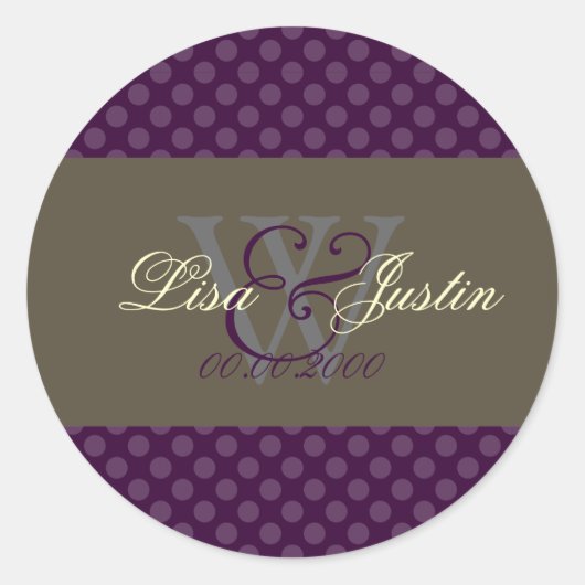 Merlot Polka Dots Monogramm Aufkleber (Vorderseite)