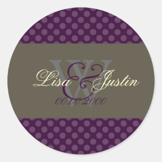 Merlot Polka Dots Monogramm Aufkleber