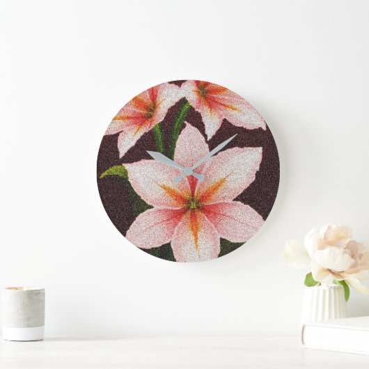 Merlot Radiance Lily Große Wanduhr (Zuhause)