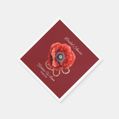 Merlot Red mit Riesenrot-Mohn-Brautparty Serviette (Ecke)