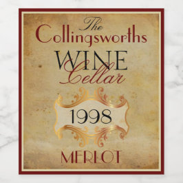Merlot Red Wein Flasche Personalisiert Weinetikett