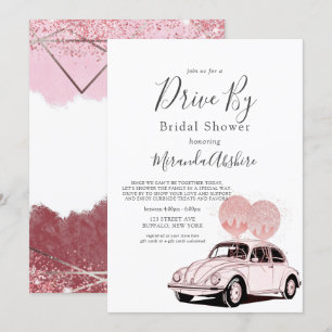 Merlot Rosé Pink Fahrt Vorbei Brautparty Einladung