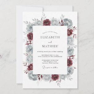 Merlot-Schiefer-Pfingstrosen-Hochzeit Einladung