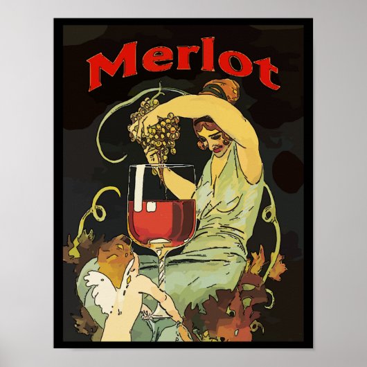 Merlot Trauben, Wein Poster (Vorne)