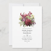 Merlot und Sage Floral Winter Wedding Einladung (Vorderseite)