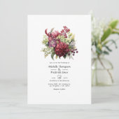 Merlot und Sage Floral Winter Wedding Einladung (Stehend Vorderseite)