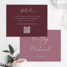 Merlot Wedding Modern Handwriting Details QR Code