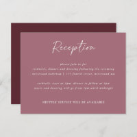 Merlot Wedding Modern Handwriting Empfang Card