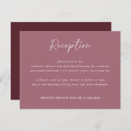 Merlot Wedding Modern Handwriting Empfang Card Begleitkarte