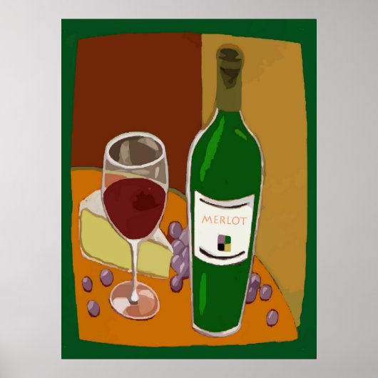 Merlot Weinflasche Poster (Vorne)