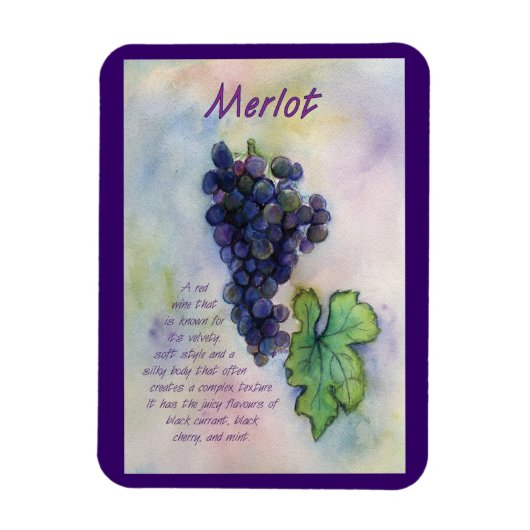 Merlot Weintrauben Malerei Kunst, Dichtung und Mus Magnet (Vertikal)